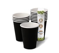 GREENBOX Tazza di carta biologica, usa e getta, tazza di carta, compostabile e biodegradabile, nero, non stampata, ecologica, 50 pezzi, 300 ml, 12oz