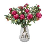 GreenBrokers Bouquet di fiori artificiali di alta qualità, con peonie, fiori di sambuco, frutti di bosco e verde, perfetto regalo di Natale