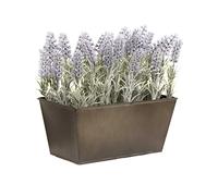 GreenBrokers Lavanda Artificiale Window Box, Rustico fioriera Contenitore di Latta, 30 cm (Lunghezza)