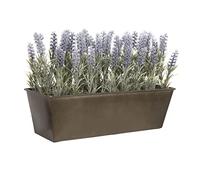 GreenBrokers Lavanda Artificiale Window Box Vaso, Rustico Latta Contenitore, 45 cm (Lunghezza)