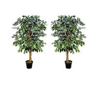Greenbrokers Limited - Albero artificiale variegato di alta qualità, 120 cm, pianta in vaso, verde
