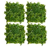 GreenBrokers - Siepe Artificiale da Parete Verde con Foglie Miste, Fiori Bianchi, 1 m, Stabile ai Raggi UV