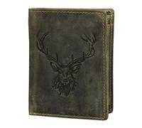 Greenburry Portafoglio vintage in pelle di cervo 9,5 cm oliv (1701-RS-30)