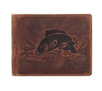 Greenburry Portafoglio vintage in pelle goffrata a forma di pesce 12 cm marrone