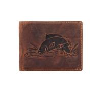 Greenburry Portafoglio vintage in pelle goffrata a forma di pesce 12 cm marrone
