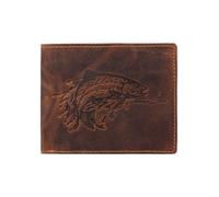 Greenburry Portafoglio vintage in pelle goffrata a forma di pesce 12 cm marrone