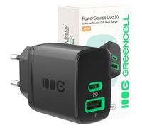 Greencell PowerSource Duo30 - Caricabatterie USB-C da 30 W, compatto con per iPhone 16, iPad Pro compatibile con iPhone 16/15/15 Plus/iPhone iPad