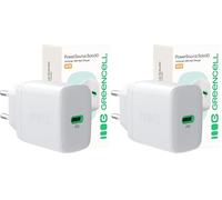 Greencell PowerSource Solo30 Bianco 30W USB-C Power Delivery caricabatterie iPhone 17/Pro/Pro Max/iPhone Air/16/15, MacBook, Pixel 9, iPad, Samsung Galaxy S25 Ultra/S24 Series (Confezione da 2)