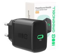 Greencell PowerSource Solo30 Nero 30W USB-C Power Delivery Caricabatterie