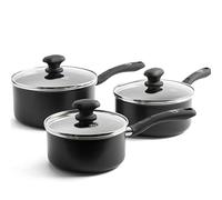 GreenChef Diamond Set di Casseruole in Ceramica Antiaderente a 3 Pezzi con Coperchi, 16cm/1.5L, 18cm/2.1L e 20cm/3.1L, Adatta all'induzione, Sicura in Forno fino a 160˚C, Lavastoviglie, Nero