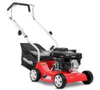 GREENCUT GLM660X - Rasaerba a benzina 4T, motore potente, larghezza 39 cm regolabile, con raccoglierba, ideale per giardini fino a 300 m², rosso/nero