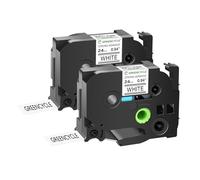 Greencycle 2PK extra forza adesiva nero su bianco nastro etichette compatibile per Brother tze-s251 tz-s251 tzes251,1/2,4 cm, pt-p700 Labeling Maker (2PK S251)