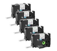 GREENCYCLE Nastro adesivo extra resistente nero su bianco per etichette compatibili per Brother TZE-S251 TZS251 AZES251 0,96 pollici 24 mm per PT2730, PT9600, PTD600VP, PTD800W, PTH500LI, PTP700, PTP710BT, PTP750W Confezione da 5