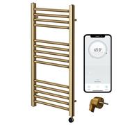 Greened House Electric WiFi Asciugamani Smart Flat 7 giorni Programmabile Timer App Compatibilità (UE) (ottone spazzolato, 400 mm L x 800 mm H)