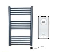Greened House Scaldasalviette elettrico intelligente controllato WiFi antracite 500 mm L x 800 mm H piatto 7 giorni programmabile timer app compatibilità