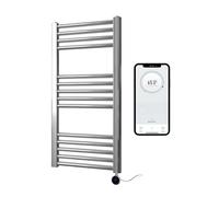 Greened House Termoarredo elettrico con WiFi e controllo Smart, scalda asciugamani in cromo, 400 mm (L) x 800 mm (A), piano, timer programmabile 7 giorni, compatibile con app