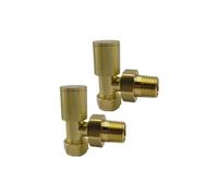 Greened House - Valvole angolate per asciugamani in ottone spazzolato/oro Alton, valvole per radiatore da 15 mm