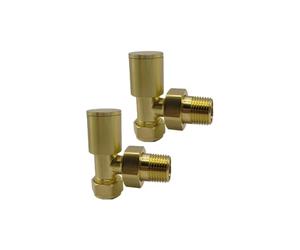 Greened House - Valvole angolate per asciugamani in ottone spazzolato/oro Alton, valvole per radiatore da 15 mm