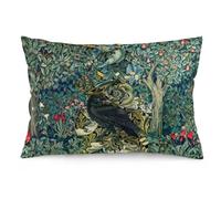 Greenery Federa per cuscino in velluto con animali della foresta e fagiano, volpe verde floreale William Morris, 30,5 x 50,8 cm, decorazione per la casa, soggiorno, per letto, divano