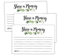 Greenery Share a Memory Cards, libro degli ospiti funerali, scheda di memoria per celebrazione della vita, laurea, matrimonio, pensionamento, festa, confezione da 50, 10,2 x 15,2 cm
