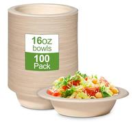 GREENESAGE 100 ciotole di carta usa e getta, 470 ml, in canna da zucchero, usa e getta, per zuppa monouso, rotonde, marroni, compostabili