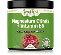GreenFood Nutrition Magnesium Citrate + Vitamin B6 polvere per favorire il corretto funzionamento del sistema nervoso, dei muscoli, dei denti e ridurre l’affaticamento aroma Juicy Raspberry 150 g