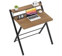 GreenForest Salvaspazio Scrivania Pieghevole Piccola con Scaffale, Tavolo da Ufficio Robusto, per Computer Portatile, Pronta all'Uso Senza Montaggio, Espresso