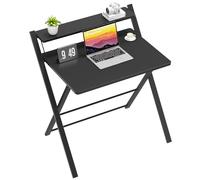 GreenForest Salvaspazio Scrivania Pieghevole Piccola con Scaffale, Tavolo da Ufficio Robusto, per Computer Portatile, Pronta all'Uso Senza Montaggio, Nero