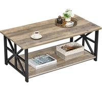 GreenForest Set Comprende un Tavolino da Caffè Moderno 100cm con 2 Ripiani e un Tavolino Laterale/Comodino 50cm a 2 Livelli