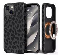 GreenHec Custodia per iPhone 15 Leo, per MagSafe, motivo leopardato, nero | Aesthetic - Custodia con stampa leopardata colorata, autunno, primavera, per donne, ragazze, signore, motivo leopardato