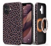 GreenHec Custodia per iPhone 16, motivo leopardato MagSafe, marrone | Aesthetic - Custodia con stampa leopardata colorata, autunno, primavera, per donne, ragazze, signore, motivo leopardato