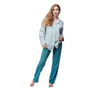 greenjama Camicia Pigiama certificata GOTS Parte Superiore, Topazio, 44 Donna