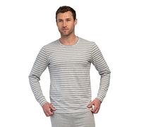 greenjama Maglia Uomo Manica Lunga Ringel Parte Superiore del Pigiama, Grigio, XXL