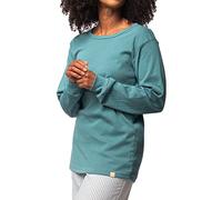greenjama Maglietta a Maniche Lunghe in Derby-Rib, certificata GOTS Parte Superiore del Pigiama, Topazio, 50 Donna