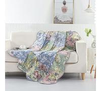 Greenland Home Emma - Coperta trapuntata con stampa floreale, 152,4 x 127 cm, colore: Grigio