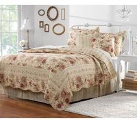 Greenland Home Fashions Antique Rose Set Trapunta, Cotone, Ecru, Full/Queen (5 Piece)