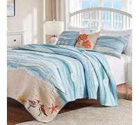 Greenland Home Fashions Embroidered Coastal Maui Bonus-Set di Biancheria da Letto Matrimoniale, 5 Pezzi, Cotone, Multicolore, Full/Queen