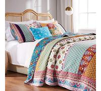 Greenland Home Fashions Greenland Home Thalia Quilted Set Copripiumino Reversibile in Cotone Decorato con Velluto, Viso 95% 5% Poliestere abbellimento, Tango, King/California King (3 Piece)