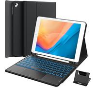 GreenLaw Custodia con tastiera per iPad 9,7", iPad 6a generazione (2018), iPad 5a generazione (2017), iPad Air 2 (2014), 7 colori retroilluminati, supporta 2 dispositivi BT, tastiera touchpad iPad Pro