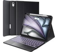 GreenLaw Custodia per iPad Air di quinta generazione con tastiera, retroilluminata a 7 colori, custodia Skin/semiSi-tech, Smart Touchpad, connessione a doppio dispositivo, per iPad Air 5a generazione 2022/Air 4a generazione 2020 da 11,9", nero