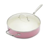 GreenLife Artizan Padella per Sauté 30 cm/4,8 Litri in Ceramica Antiaderente Sana con Coperchio, Senza PFAS, Manico in Acciaio Inox, Induzione, Lavabile in Lavastoviglie, Sicuro al Forno, Rosa
