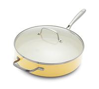 GreenLife Artizan Padella per Sauté 30 cm/4,8 Litri in Ceramica Antiaderente Sana con Coperchio, Senza PFAS, Manico in Acciaio Inox, Induzione, Lavabile in Lavastoviglie, Sicuro al Forno, Giallo