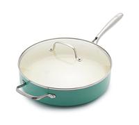 GreenLife Artizan Padella per Sauté 30 cm/4,8 Litri in Ceramica Antiaderente Sana con Coperchio, Senza PFAS, Manico in Acciaio Inox, Induzione, Lavabile in Lavastoviglie, Sicuro al Forno, Turchese