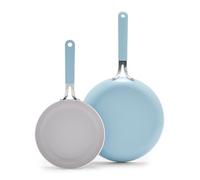 GreenLife Dream - Set di padelle da 20,3 cm e 25,4 cm, senza PFA, senza PFOA, lavabile in lavastoviglie, utilizzabile in forno, manico per mantenere il freddo, colore: blu foschia