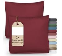 Greenline Federe per cuscino Premium Jersey in 100% cotone Bordeaux Rosso Confezione doppia (2X) 50 x 50 cm