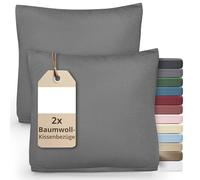 Greenline Federe per cuscino Premium Jersey in 100% cotone Grigio, confezione doppia (2X) 80 x 80 cm