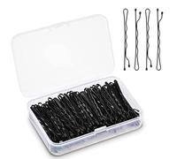 GreenMingle 100 forcine nere per capelli da donna, 5 cm di lunghezza, con scatola portaoggetti, impugnature per capelli più spesse e forti, ideali per tutti i tipi di capelli, impugnature Kirby per