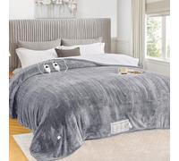 greenoak Coperta riscaldata elettrica king size 250 x 228 cm, doppio controllo, coperta riscaldante con 10 livelli di calore 1/2/4/6/8 ore di spegnimento automatico contro il surriscaldamento, morbida
