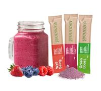 GREENORA Smoothie Vegano Frutta Liofilizzata in Polvere 100% Naturale. Disidratata. Fragola, Mela, Zenzero, Mango, Barbabietola, Spirulina. Senza Zuccheri Aggiunti 9x24g