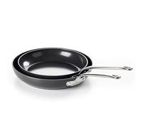 GreenPan Barcelona Hard Anodized Set di Padelle Antiaderenti in Ceramica Anodizzata Dura 2 Pezzi,24 cm e 28 cm,Senza PFAS,Manico in Acciaio Inox,Resistente ai Graffi,Induzione,Forno,Lavastoviglie,Nero